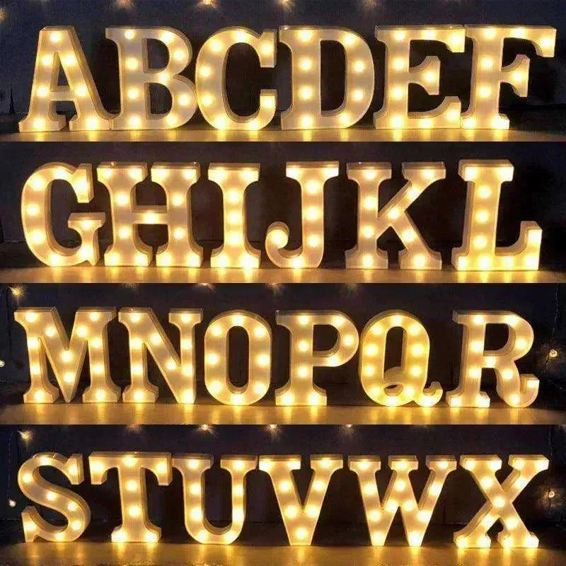 LED Night Light A-Z 0-9 Battery Lamp Wedding Party Decor