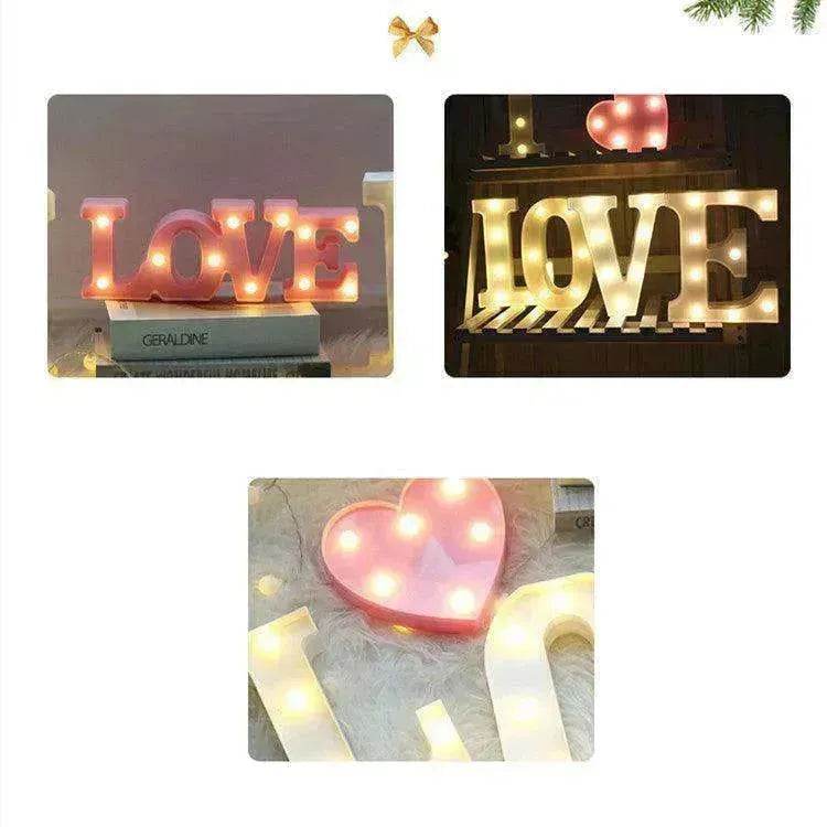 LED Night Light A-Z 0-9 Battery Lamp Wedding Party Decor