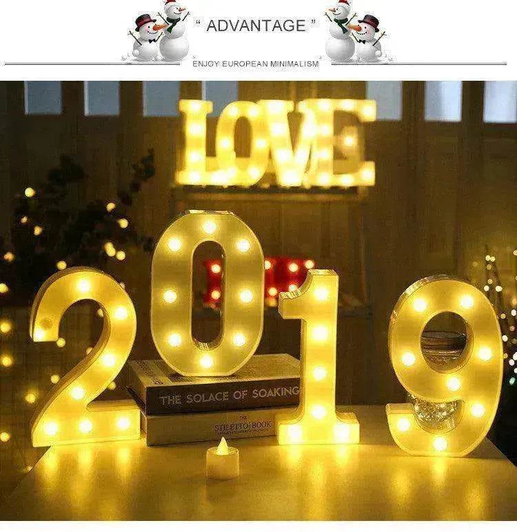 LED Night Light A-Z 0-9 Battery Lamp Wedding Party Decor