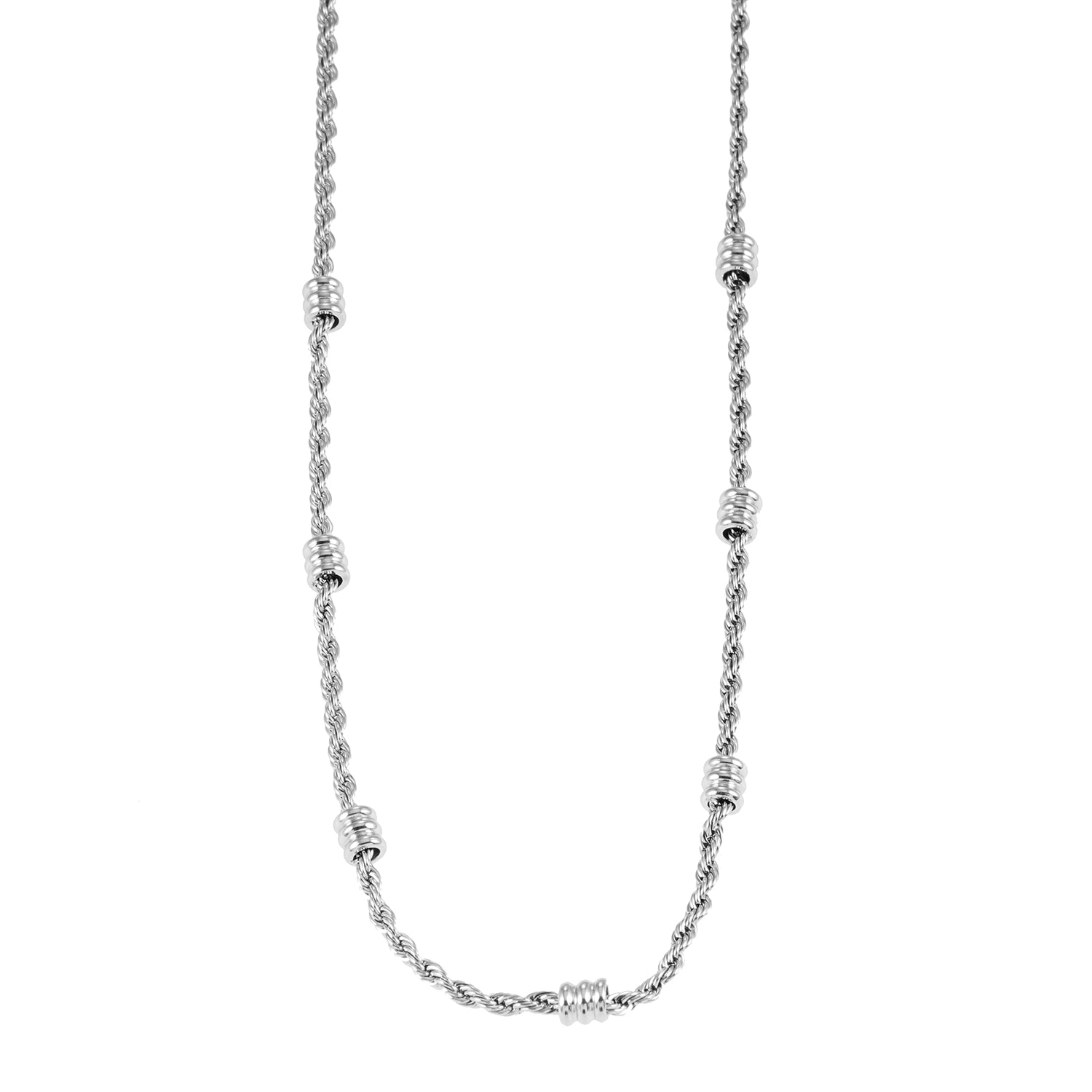 Collier à chaîne torsadée perlée en or blanc argenté de LEMOGES