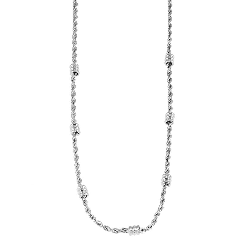Collier à chaîne torsadée perlée en or blanc argenté de LEMOGES