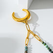 LILLE : Collier doré avec pendentif croissant de lune en turquoise africaine naturelle, style bohème chic.