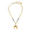 LILLE : Collier doré avec pendentif croissant de lune en turquoise africaine naturelle, style bohème chic.