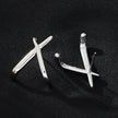 LINDSBORG: Criss-Cross Geometric Stud Earrings in White Gold (Silver Toned)