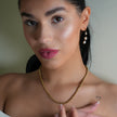 Style: LISANNE: Geometric Shaped Modernist Hoop Earring with a Trio of Fresh-Water Pearls