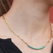 LIZBOA : Collier combiné chaîne à maillons et pierres de chalchite.