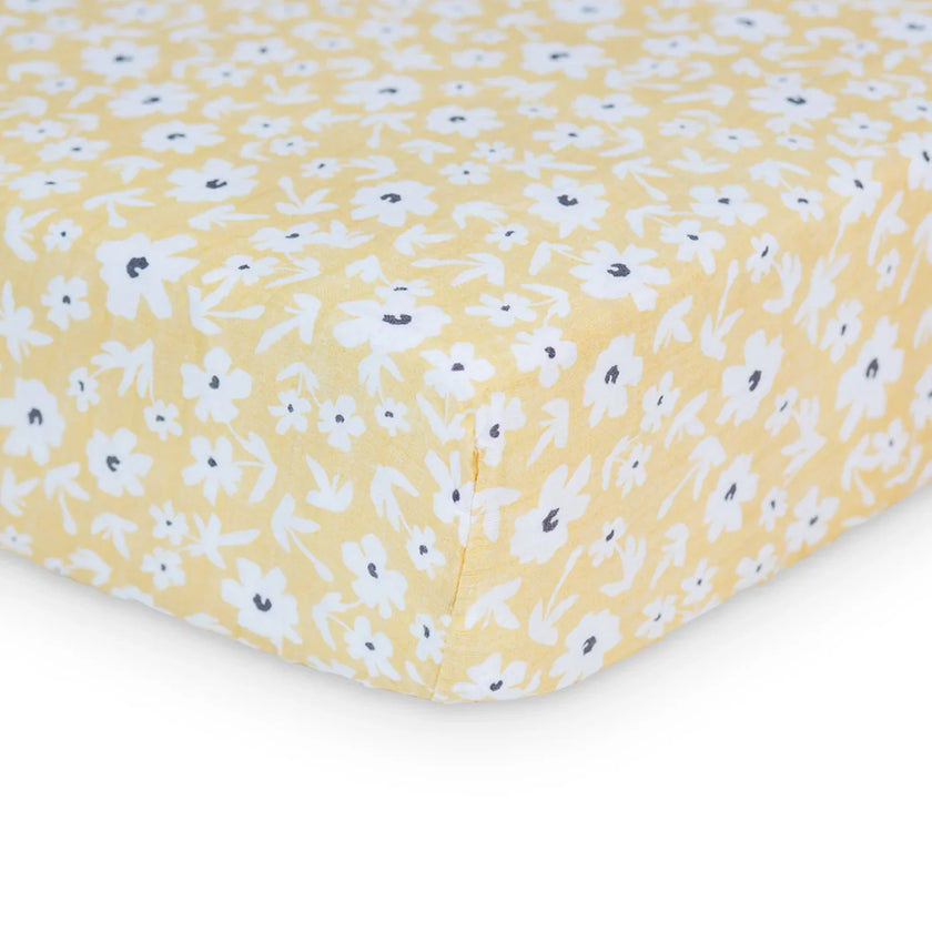Crib Sheet - Boho - Yellow Wildflowers