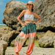 Tie Dye Stripe Bali Pants - Pink & Grey