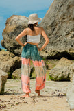 Tie Dye Stripe Bali Pants - Pink & Grey
