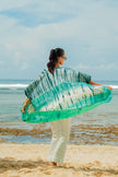 Tie Dye Stripe Long Kimono - Turquoise & Grey