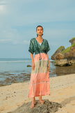 Tie Dye Stripe Maxi Dress - Pink & Grey