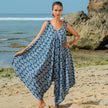 Leaf Print Romper - Navy & White