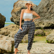 Black & White Leaf Print Bali Pants