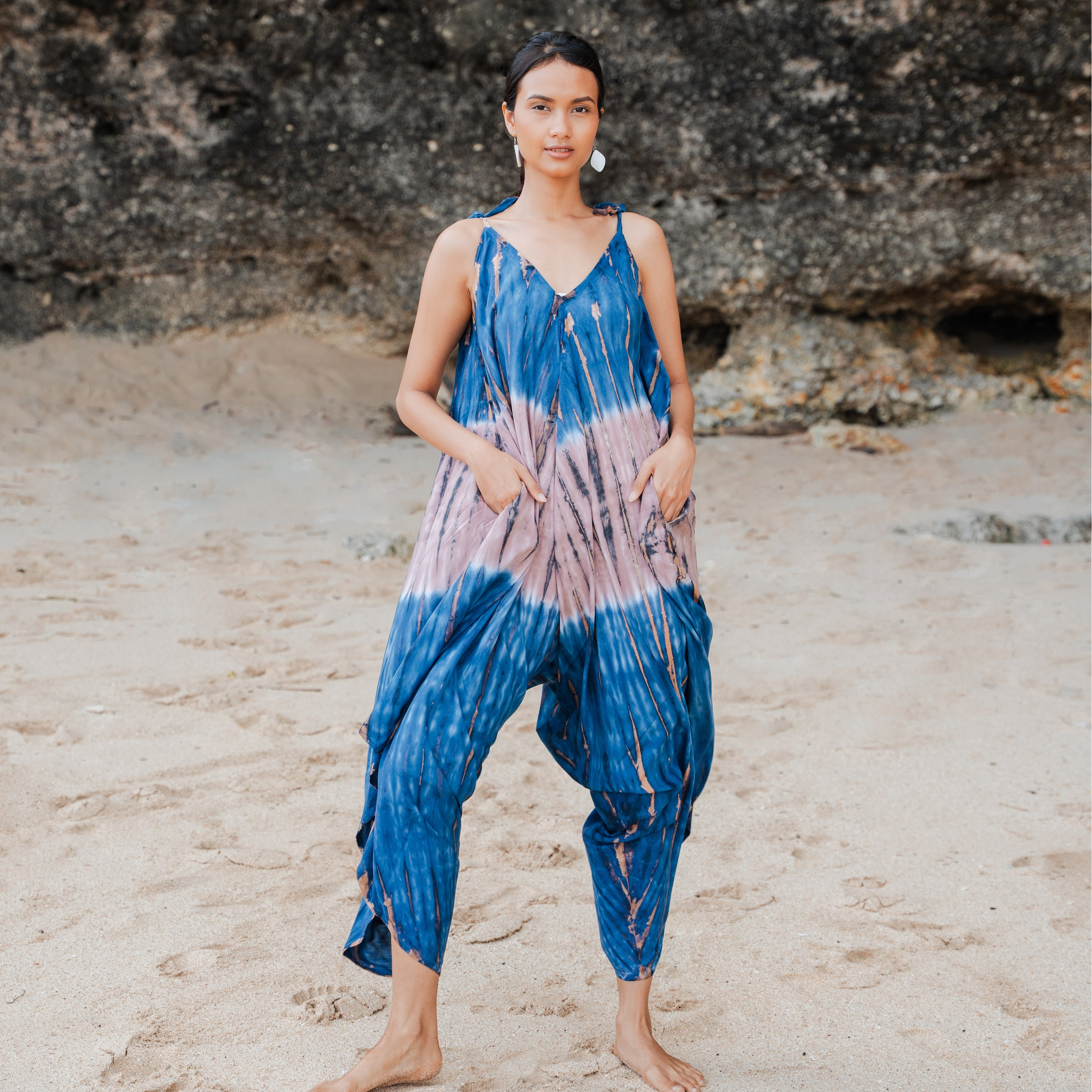 Tie Dye Lapis Ombre Romper - Blue & Pink