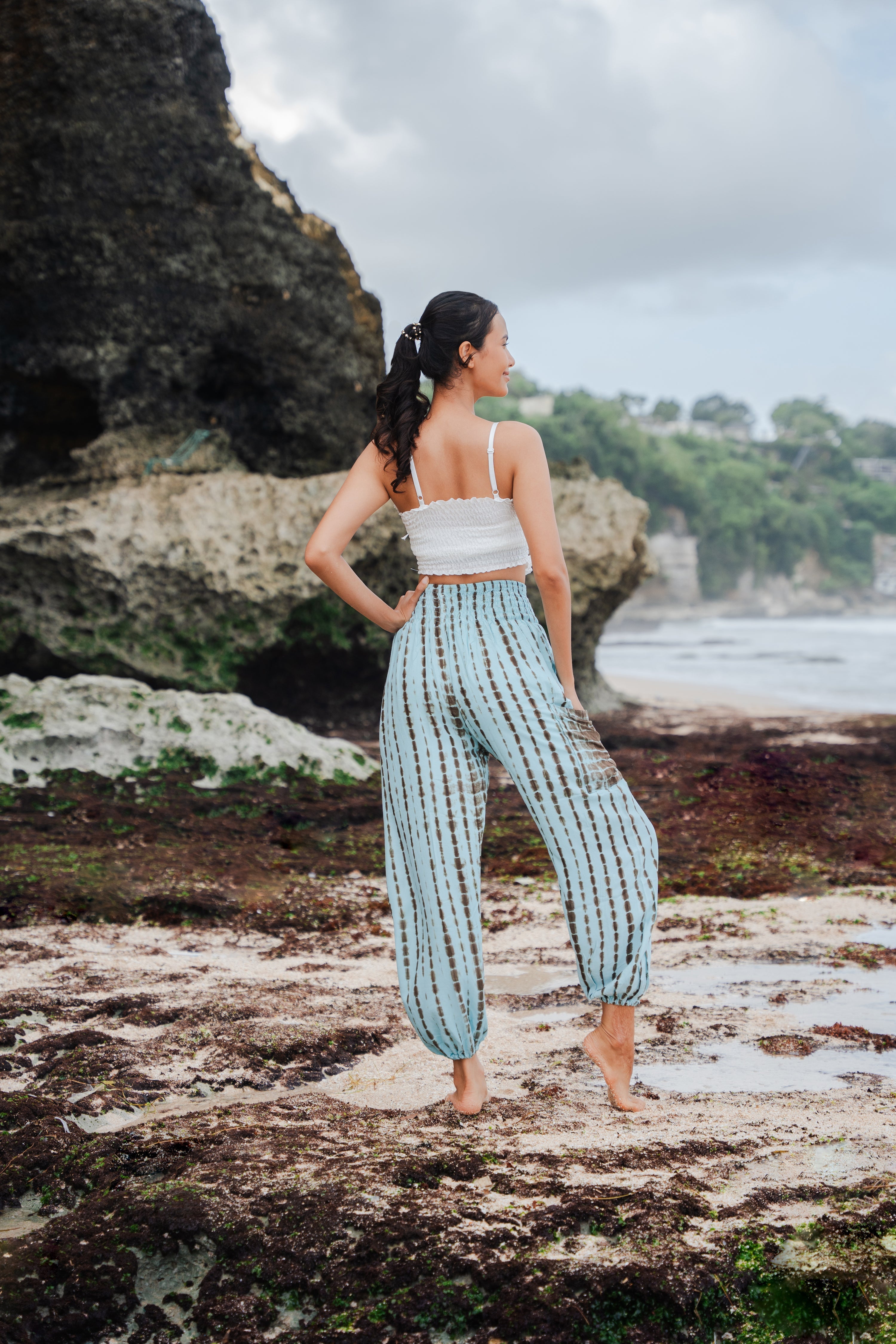 Simple Bone Tie Dye Bali Pants - Mint