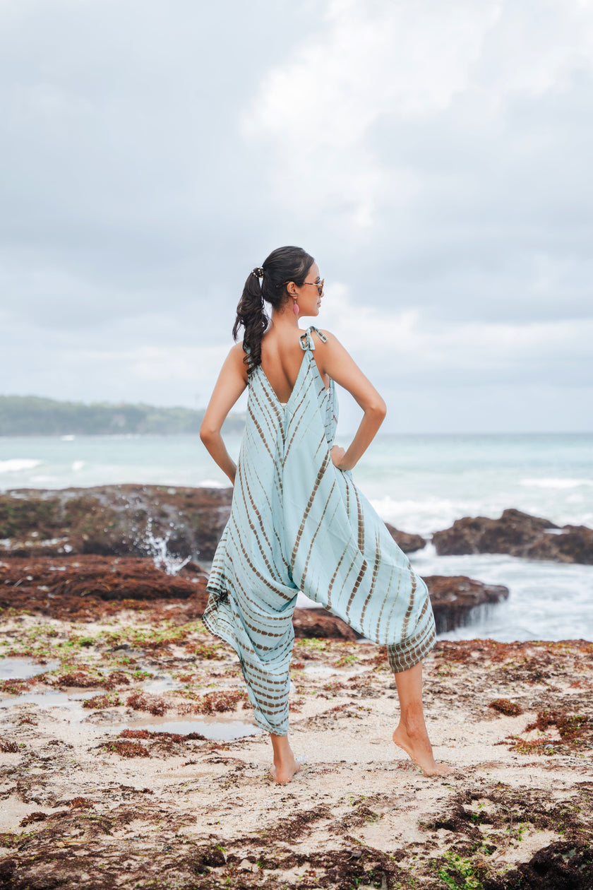 Simple Bone Tie Dye Romper - Mint