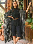 Black & White Tie Dye Long Kimono