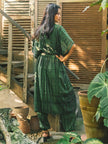 Tie Dye Long Kimono -Green & Gold