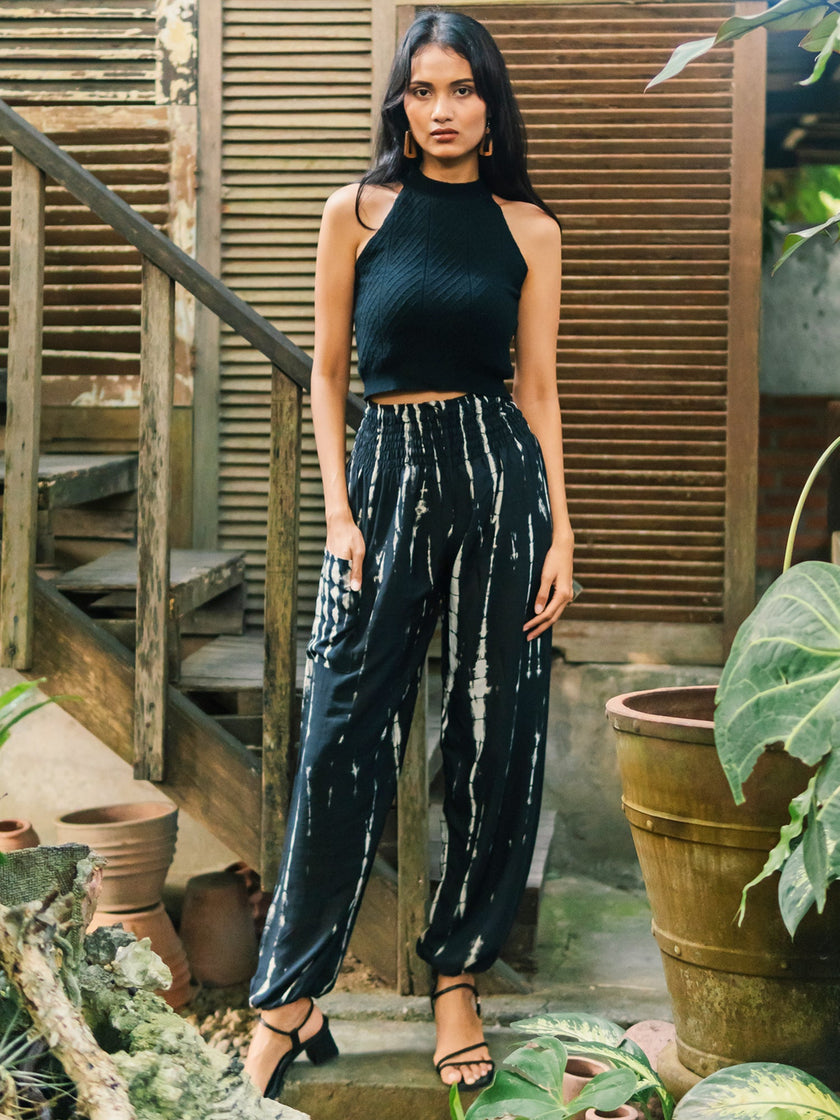 Black & White Tie Dye Bali Pants