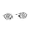 Boucles d'oreilles Lucky Eye en or blanc (ton argenté) : boucles d'oreilles œil maléfique ornées de zircone (CZ).