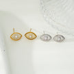 Boucles d'oreilles Lucky Eye en or blanc (ton argenté) : boucles d'oreilles œil maléfique ornées de zircone (CZ).
