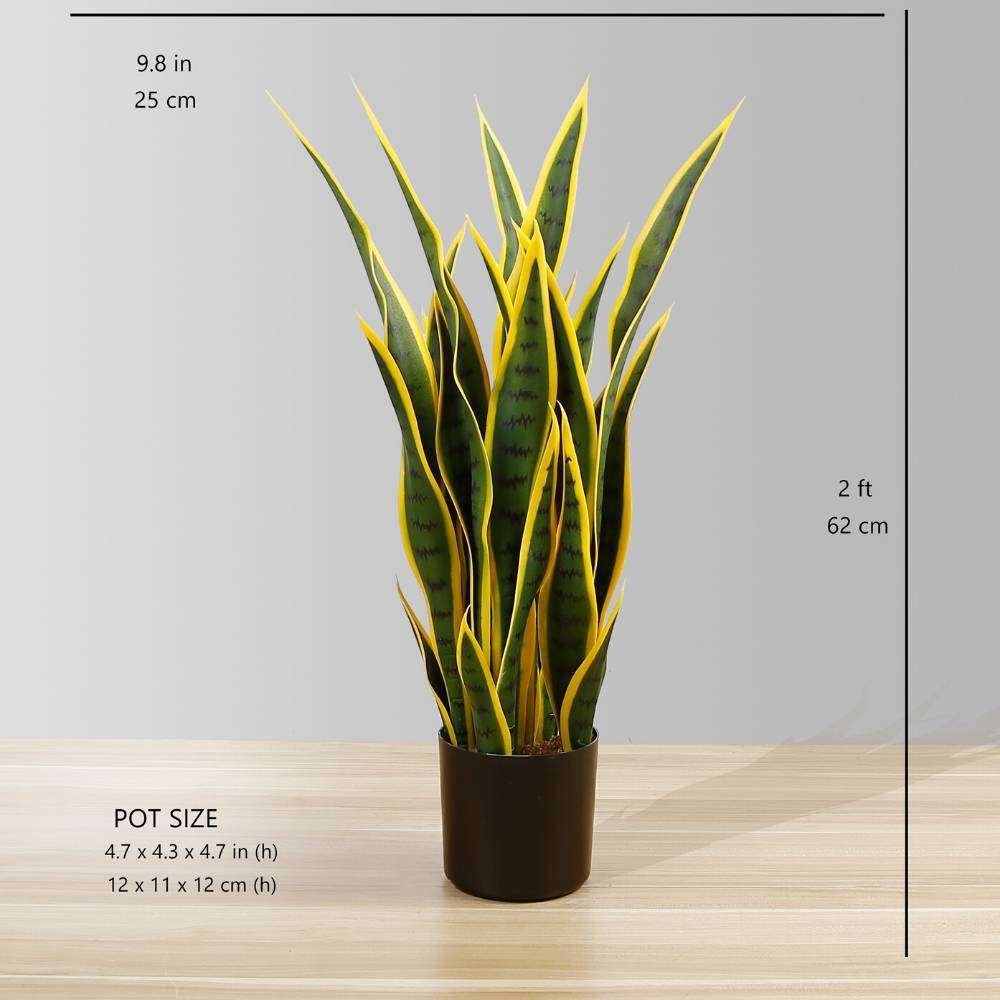 Luis Artificial Snake Sansevieria Yellow & Green Potted Plant 26