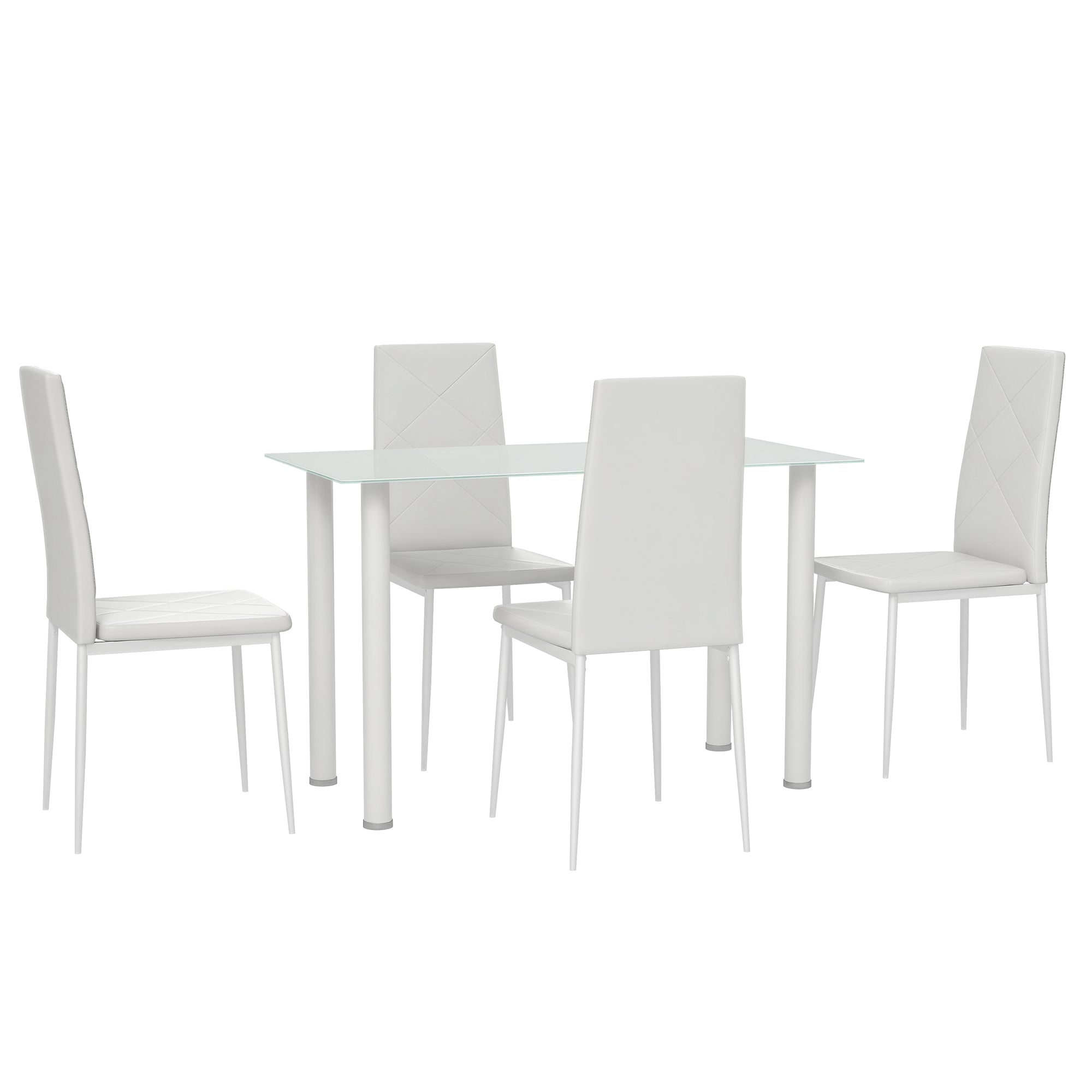 Adam Modern Space-Saving Dining Set for 4-White