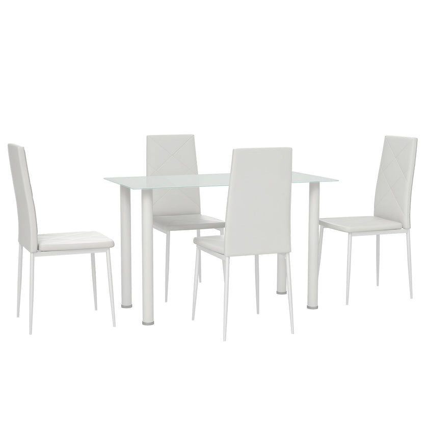 Adam Modern Space-Saving Dining Set for 4-White