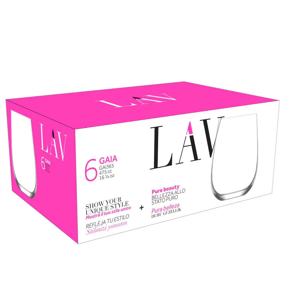 Stemless Wine Glasses 16 Oz - LAV GAIA - Set of 6