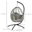 Outdoor Hanging Egg Chair with Thick Padded Cushion, Patio Swing Chair, Grey
