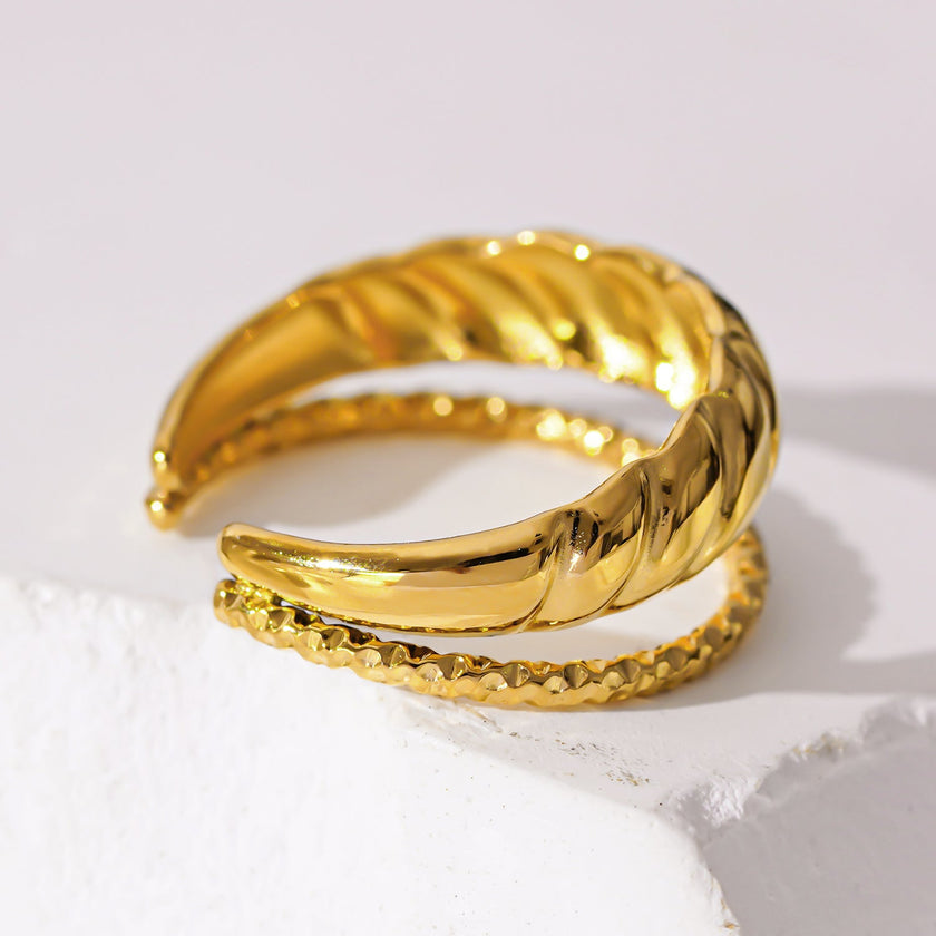 LYAM : Bague double avec textures contrastées