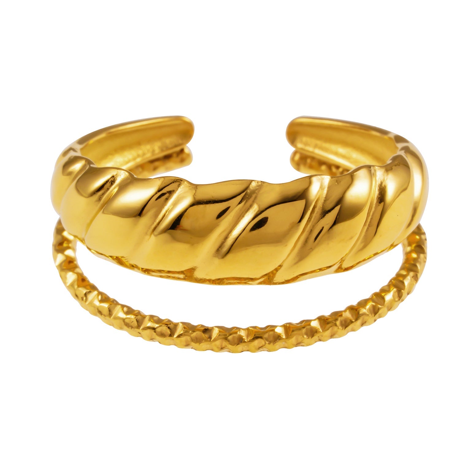 LYAM : Bague double avec textures contrastées