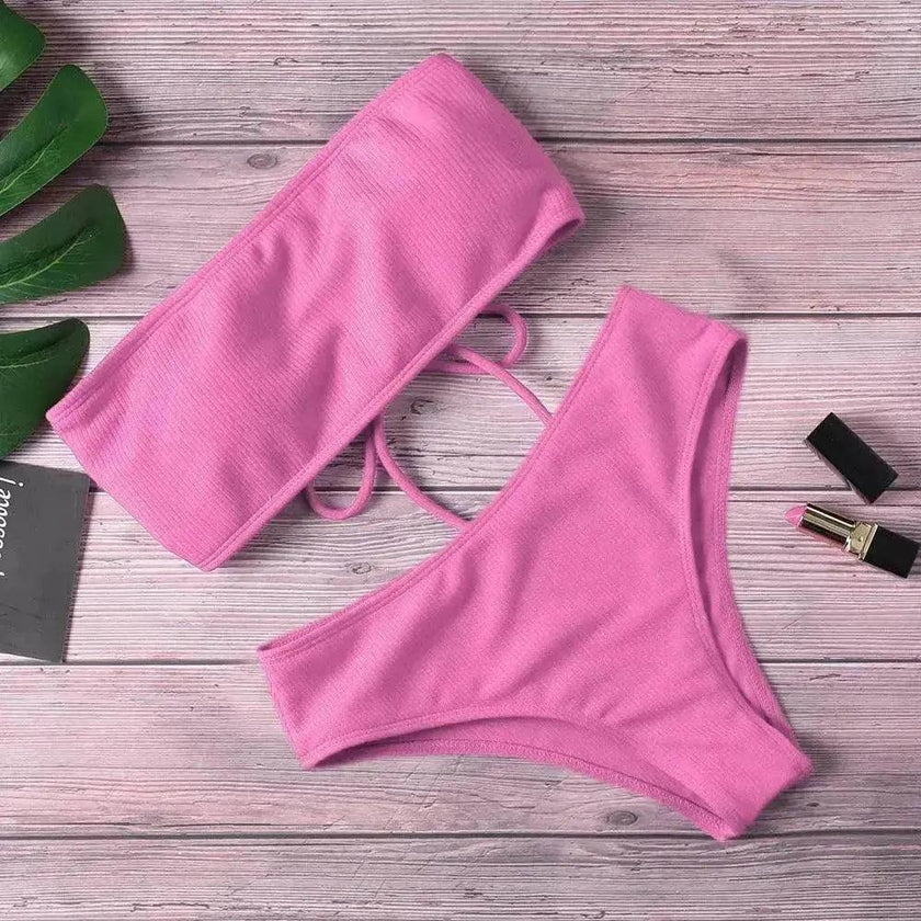 Women's Solid Color One-Piece Bikini Swimsuit – 6 Colors S–XL