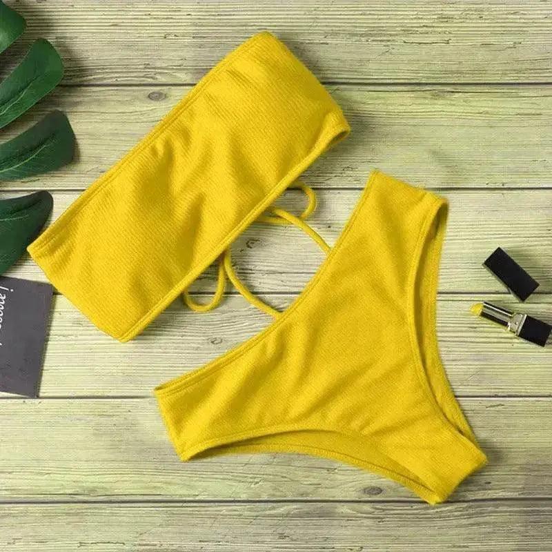 Women's Solid Color One-Piece Bikini Swimsuit – 6 Colors S–XL