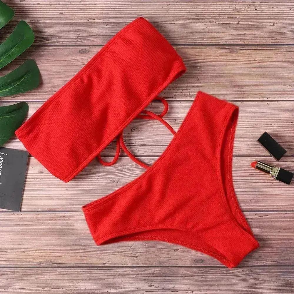 Women's Solid Color One-Piece Bikini Swimsuit – 6 Colors S–XL