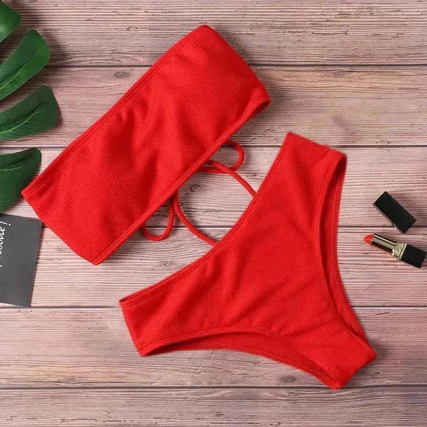 Women's Solid Color One-Piece Bikini Swimsuit – 6 Colors S–XL