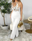 Ladies' Mesh Stitching Tight Party Club Jumpsuit