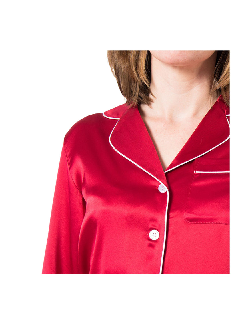 Women's Mulberry Silk Pajama Set Red