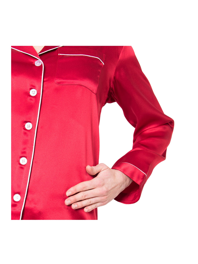 Women's Mulberry Silk Pajama Set Red
