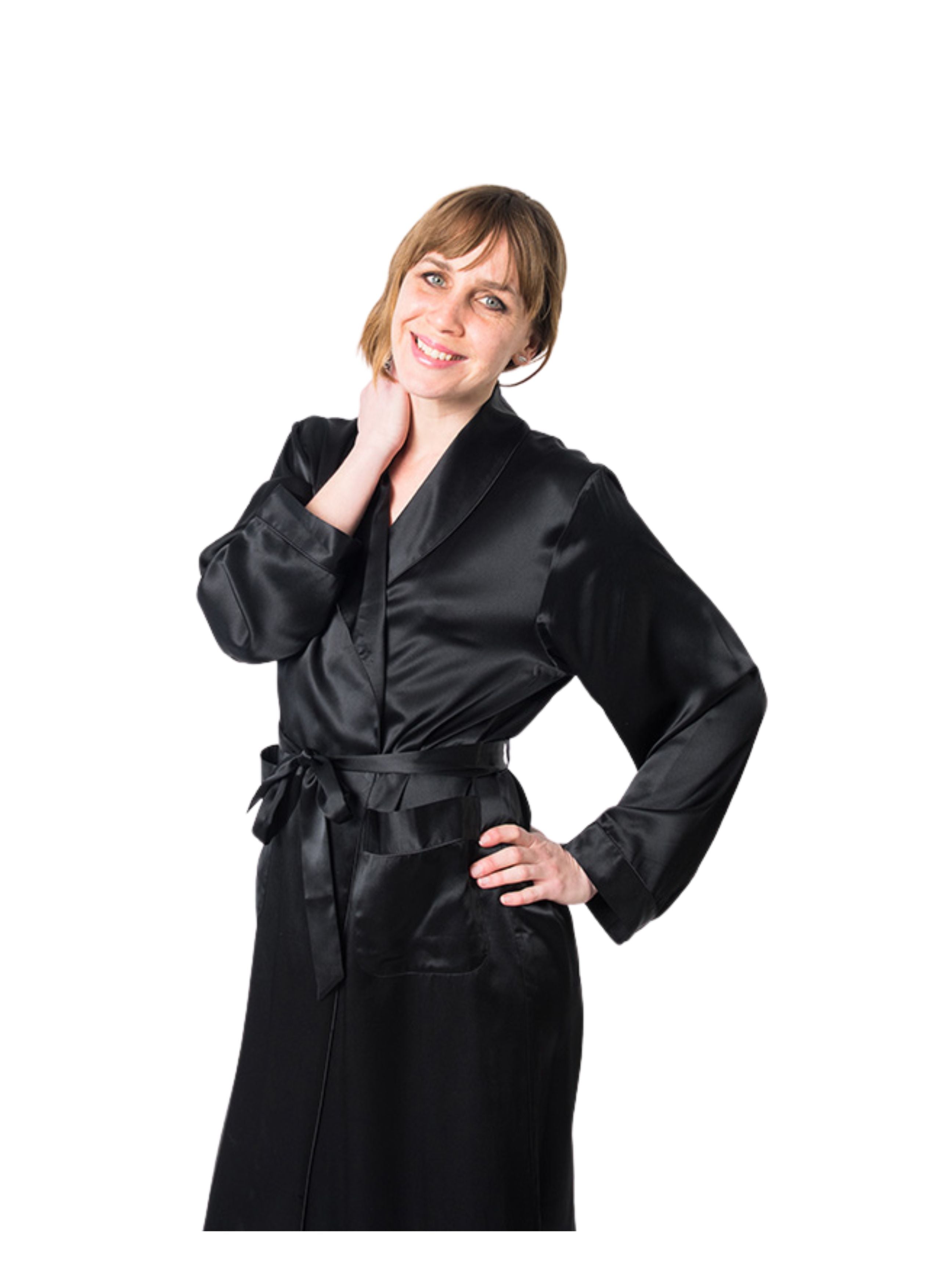 Women's  Mulberry Silk Robe Black