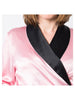 Women's Mulberry Silk Robe Pink with Black Collar