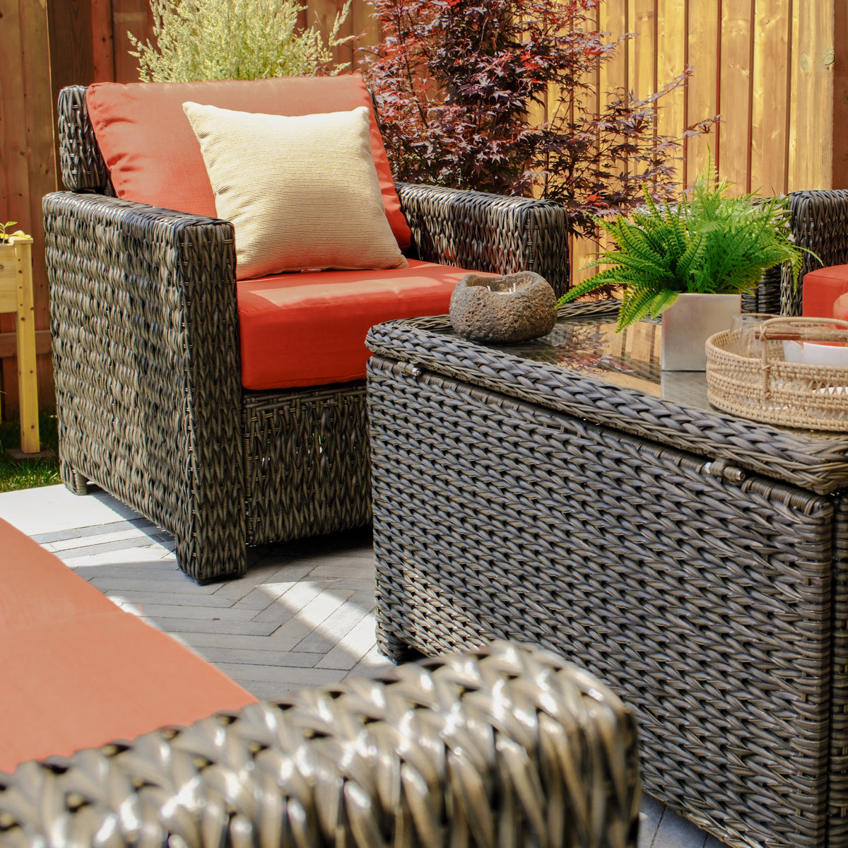 Laguna Point 5-Piece Wicker Outdoor Conversational Loveseat Set