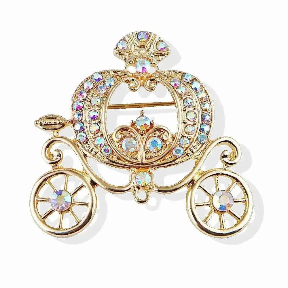 Lanhao Gray Guniang Pumpkin Car Brooch Fairy Tale Style Colorful Rhinestone
