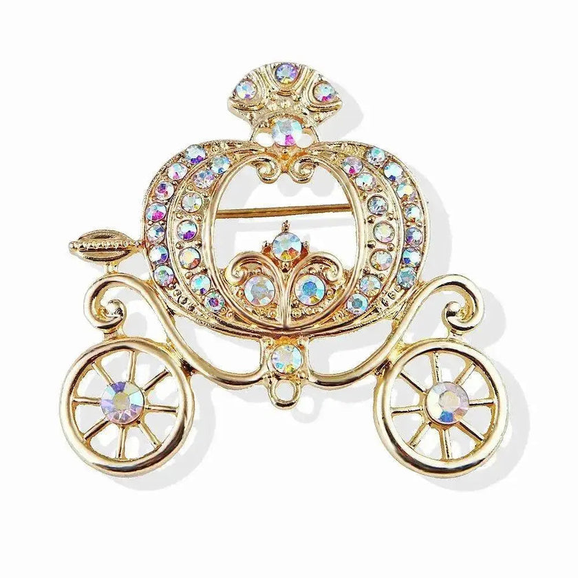 Lanhao Gray Guniang Pumpkin Car Brooch Fairy Tale Style Colorful Rhinestone