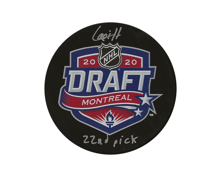 Hendrix Lapierre Autographed 2020 NHL Draft Puck Inscribed 