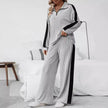 Large Size Casual Suit Women's Sweater Wide Leg Pants Two-piece Set