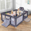 Large Baby Playpen with Mat and Ocean Balls-Dark gray