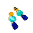 Extra Large Blue Earrings Handmade, Post or Clip On