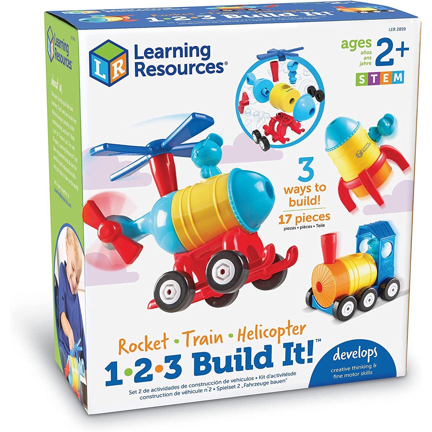 Learning Resources - 1-2-3 Build It! Rocket - Train - Copter