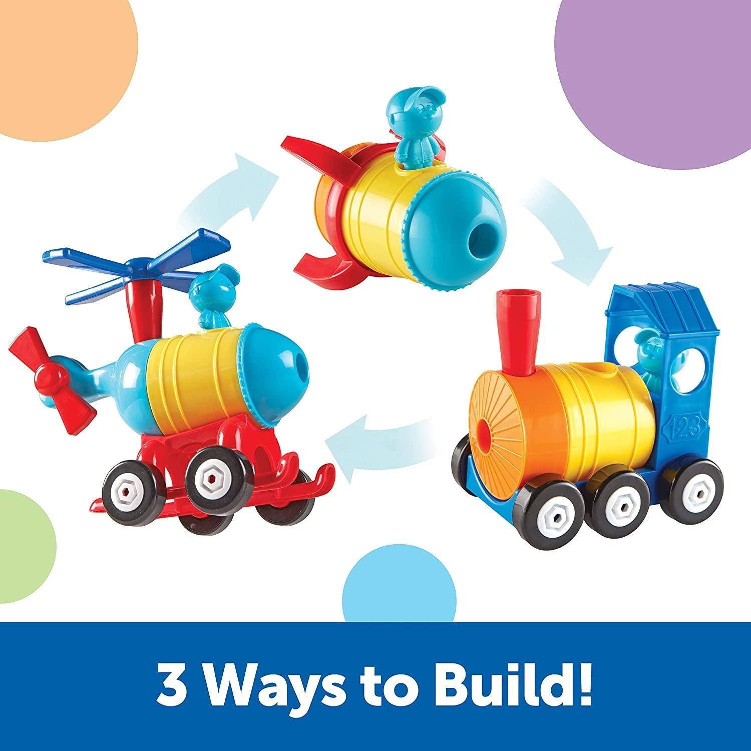 Learning Resources - 1-2-3 Build It! Rocket - Train - Copter